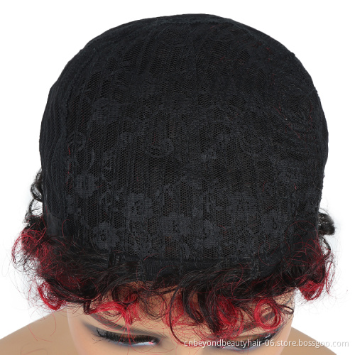 Short afro curly human hair wigs machine made fluffy kinky curly Bob wigs for black women